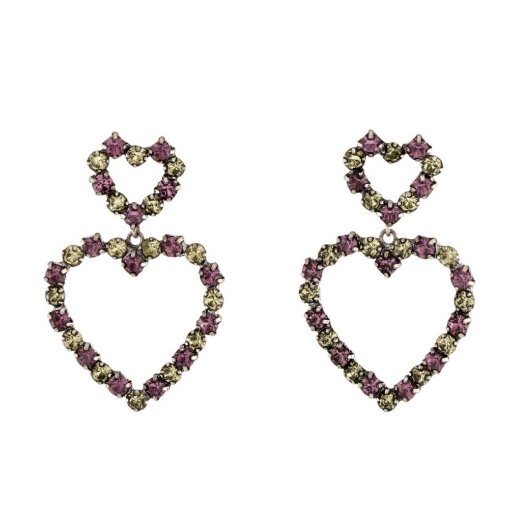 Dannijo Crystal Regina Heart Drop Earrings